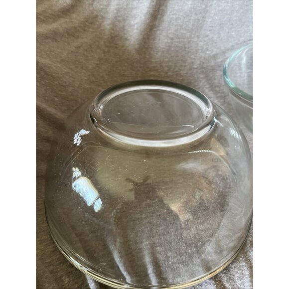Vintage Mixing Serving Clear Glass Bowl Made in Mexico 8” & 9" Lot of 2 Heavy - Picture 4 of 11